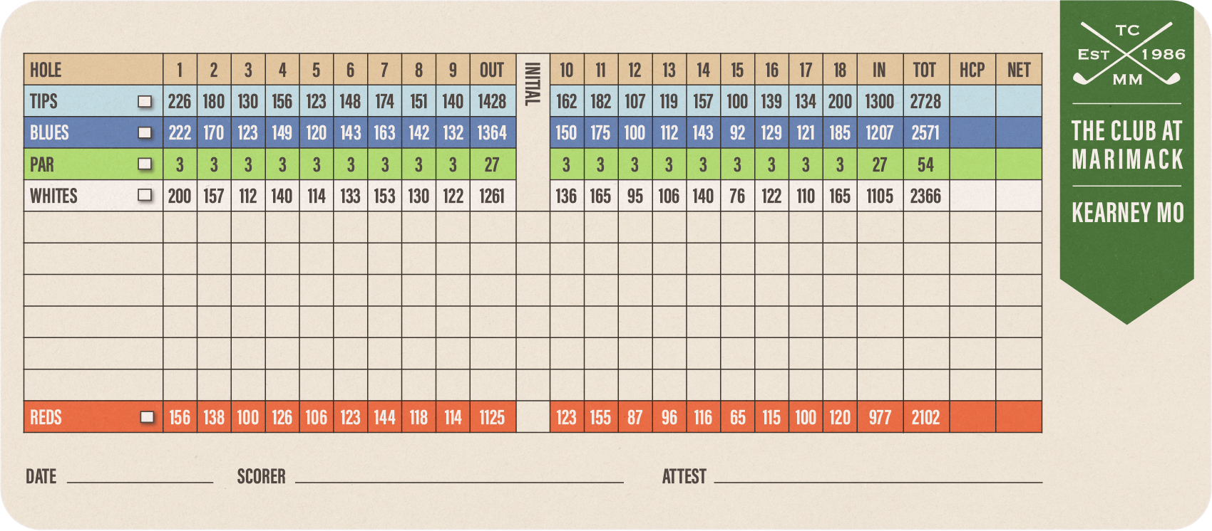 an image of the scorecard for the club at marimack